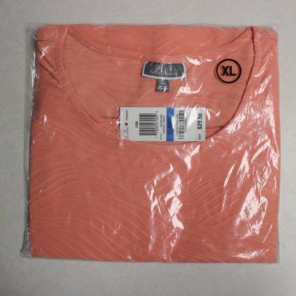 Macy’s JM Collection XL Jacquard Knit Tee NIP W/Tag Seashell Peach (#12422JMSP) - Picture 1 of 2